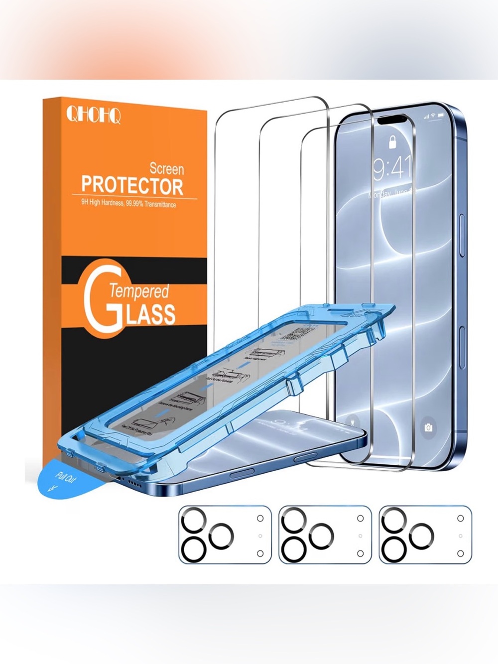 iPhone 18 Pro Screen Protector, 9H+ Tempered Glass, 3+3 Pack